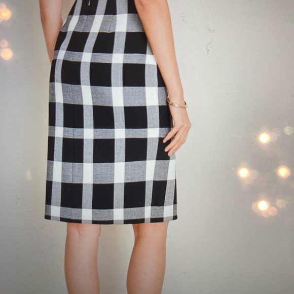 Plaid Front Slit Pencil Skirt, size-0, White/Black/Grey,Lined - Picture 11 of 11